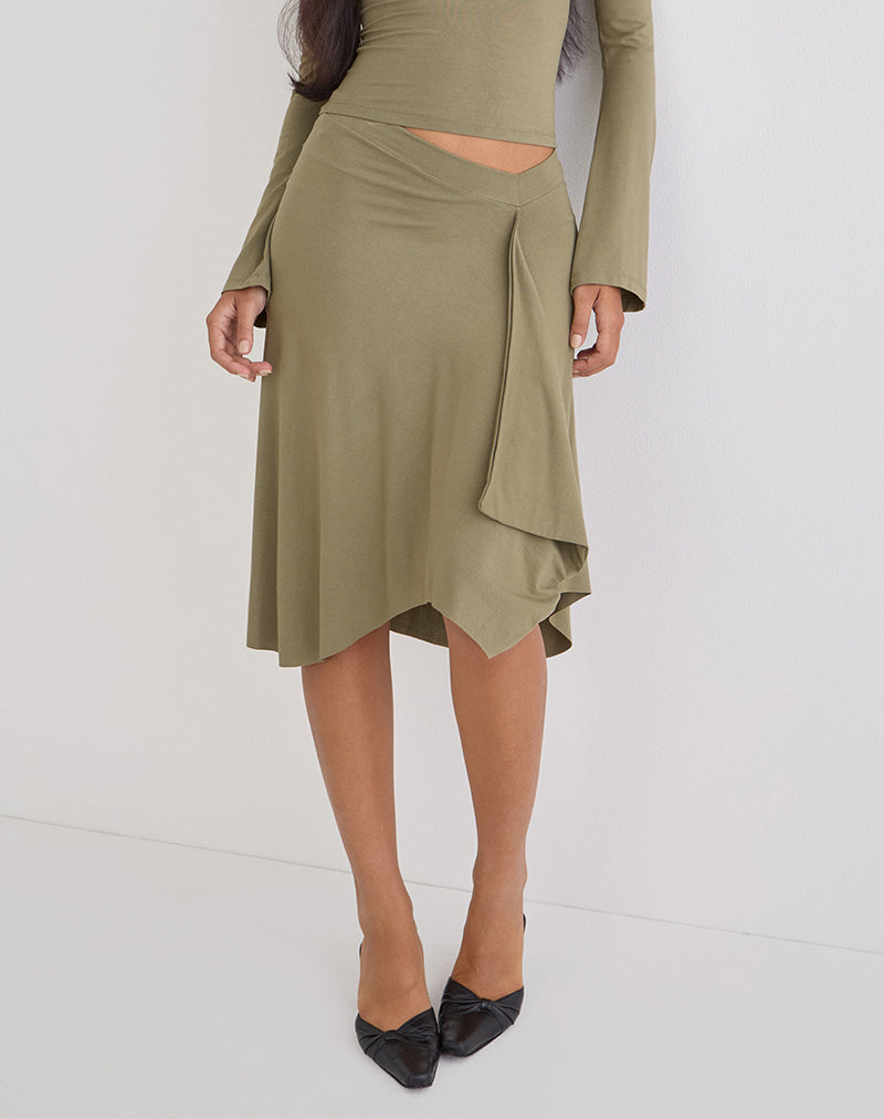 Esmeray Midi Skirt in Khaki - Image 3