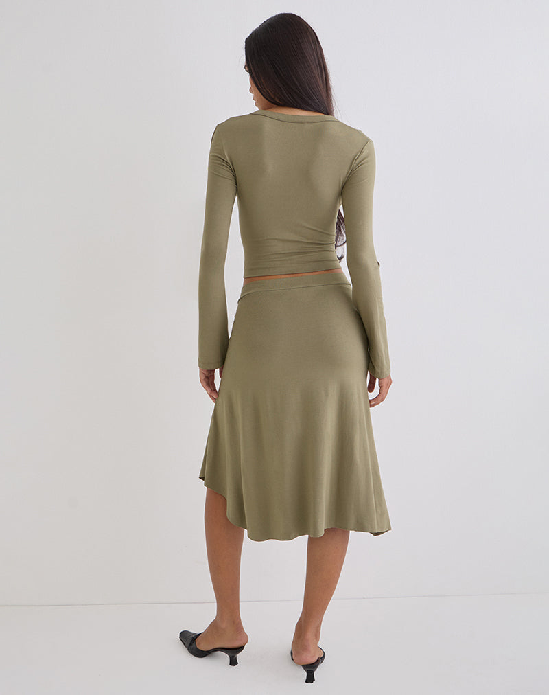 Esmeray Midi Skirt in Khaki - Image 5