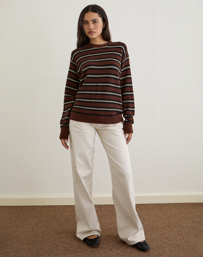 Ishari Jumper in Stripe Brown Multi - Image 3