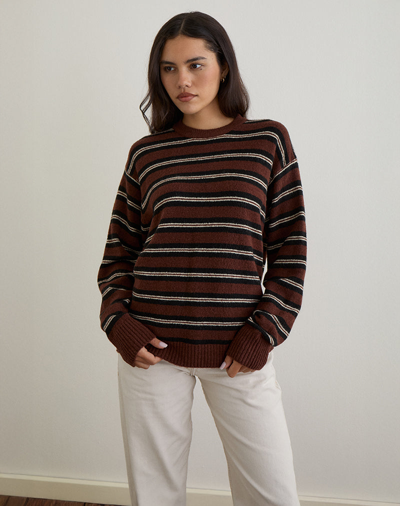 Ishari Jumper in Stripe Brown Multi - Image 5