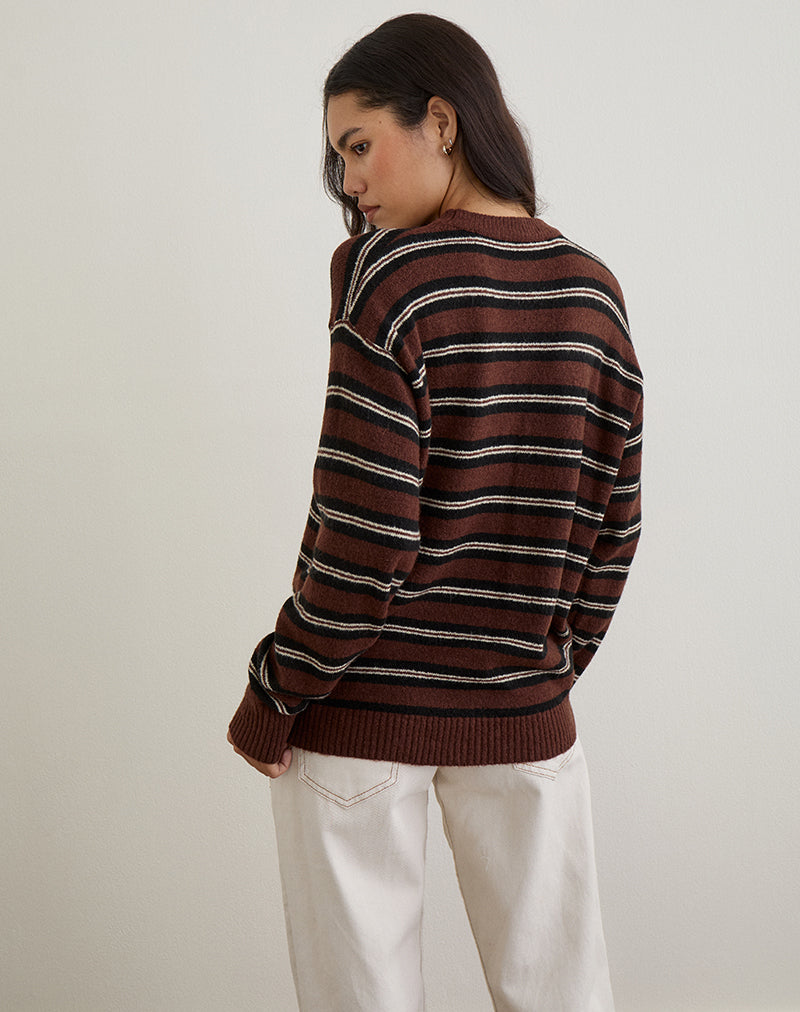 Ishari Jumper in Stripe Brown Multi - Image 6