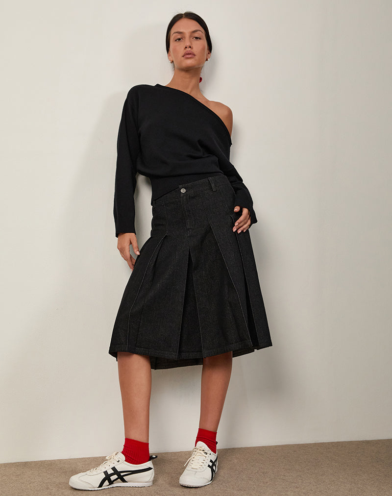 Jalira Asymmetric Cinch Jumper in Black - Image 6