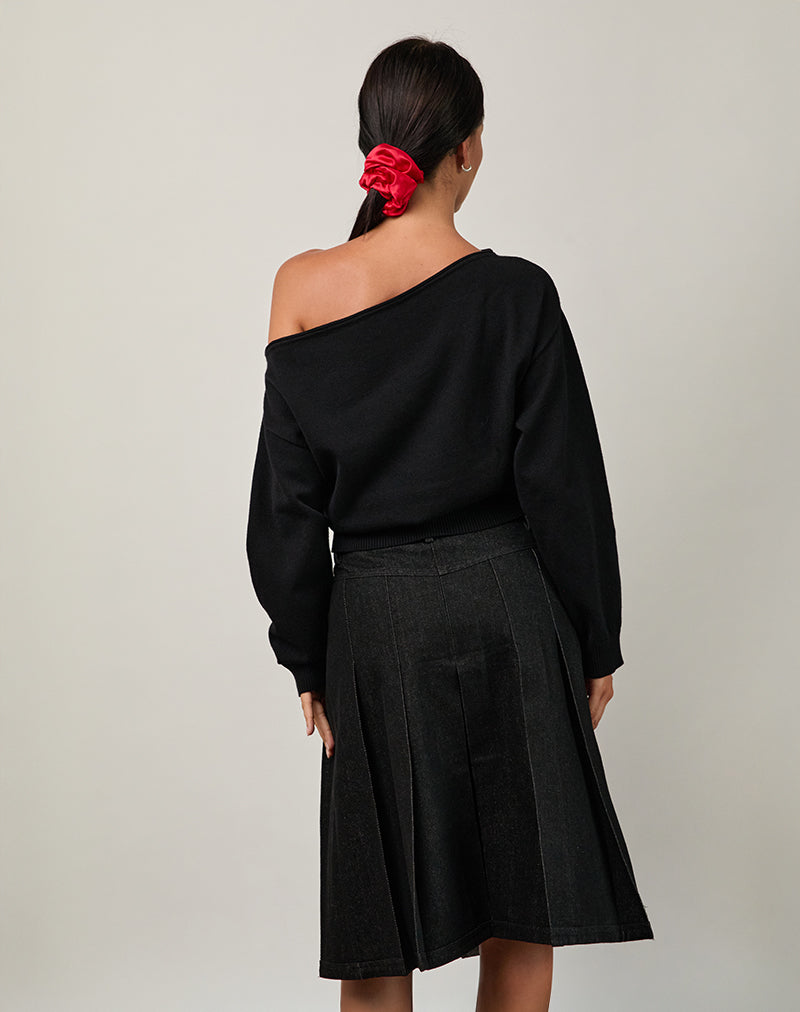 Jalira Asymmetric Cinch Jumper in Black - Image 5