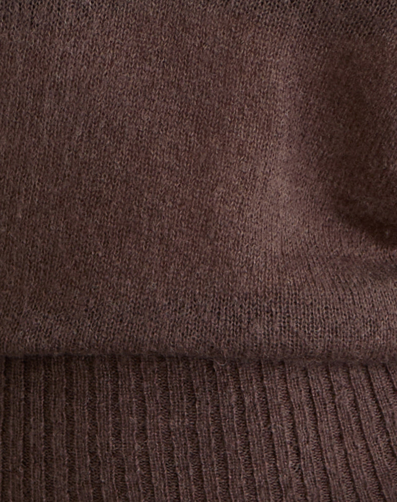 Suena Asymmetric Jumper in Knit Dark Chocolate - Image 5