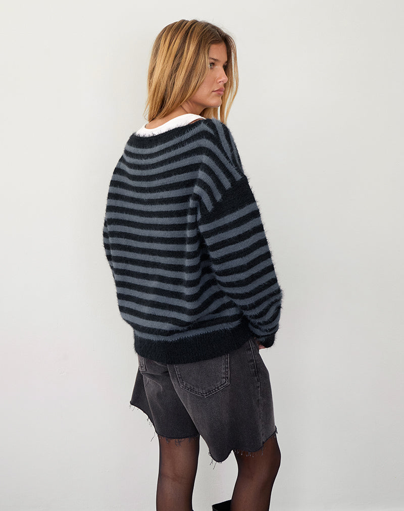 Zuleika Jumper in Charcoal Stripe - Image 4