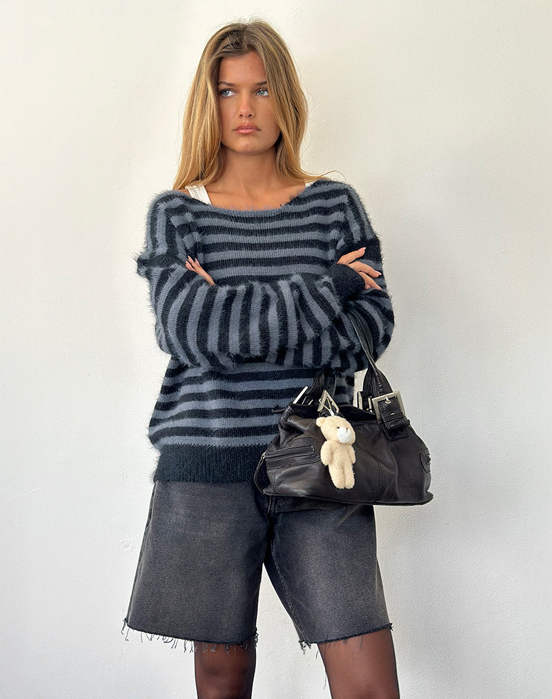 Zuleika Jumper in Charcoal Stripe - Image 6